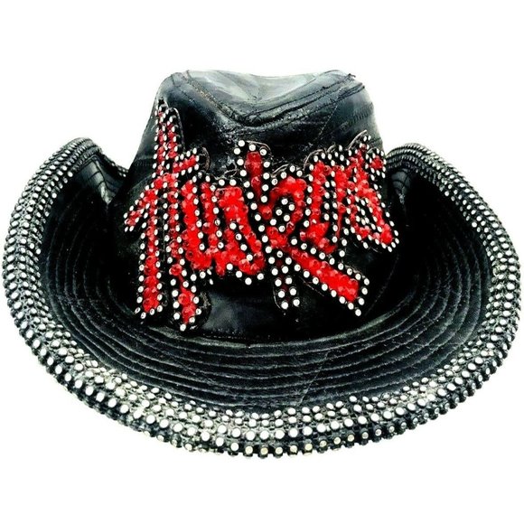 Nebraska Corn Huskers Genuine Leather Black Patched Cowboy Hat Size XL